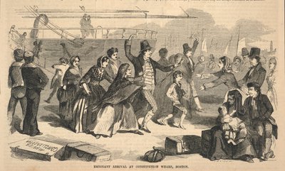 Emigrant Arrival at Constitution Wharf, Boston, from Ballou