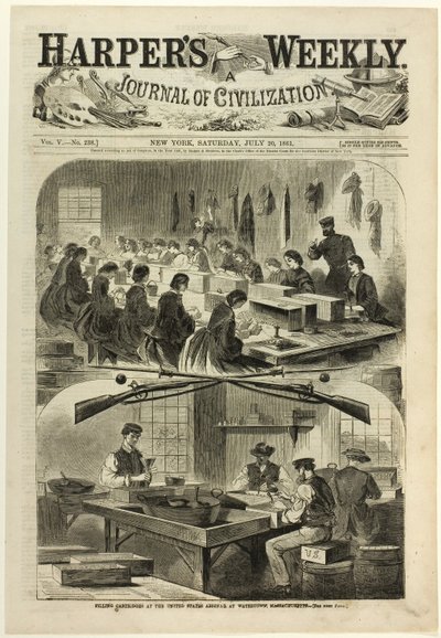 Filling Cartridges at the United States Arsenal, at Watertown, Massachusetts by Winslow Homer