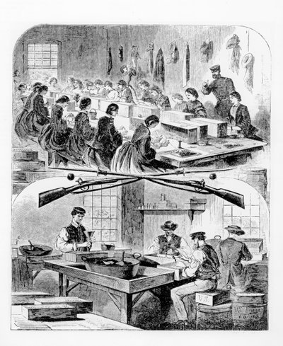 Filling Cartridges at the Arsenal at Watertown, Massachusetts, 1860s by Winslow Homer