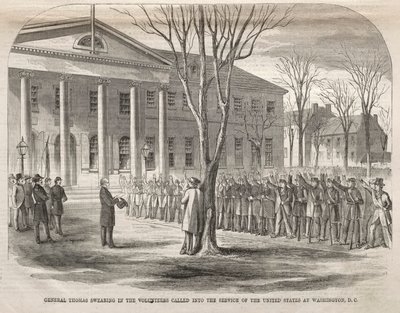 General Thomas Swearing in the Volunteers Called into the Service of the United States at Washington, D.C. by Winslow Homer