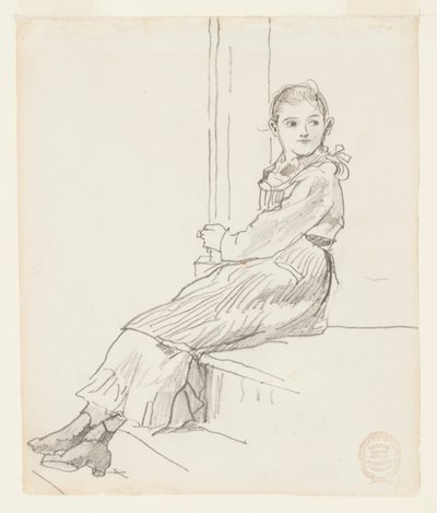 Girl Seated on a Porch Step by Winslow Homer