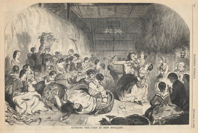 Husking the Corn in New England, from Harper by Winslow Homer