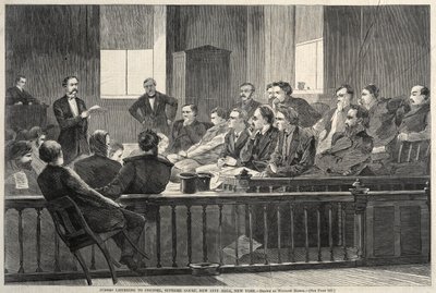 Jurors Listening to Counsel, Supreme Court, New City Hall, New York by Winslow Homer