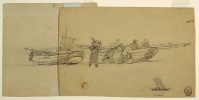 Men and Women Unloading a Fishing Dory, Cullercoats, England by Winslow Homer