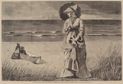 On the Beach - Two are Company, Three are None, published 1872 by Winslow Homer