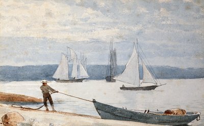 Pulling the Dory by Winslow Homer