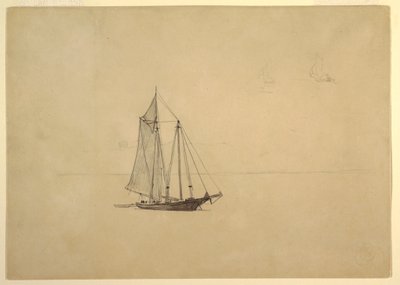 Schooner with Dinghy by Winslow Homer