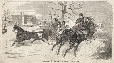 Sleighing on the Road, Brighton, near Boston by Winslow Homer