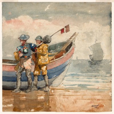 The Return, Tynemouth (recto) Study (verso) by Winslow Homer