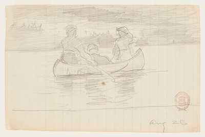 Three Men in a Canoe, Il Manigne, Quebec by Winslow Homer