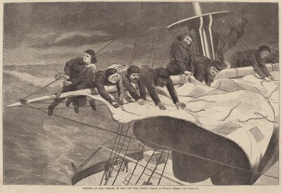 Winter at Sea - Taking in Sail Off the Coast by Winslow Homer
