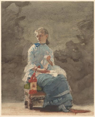Woman Sewing by Winslow Homer