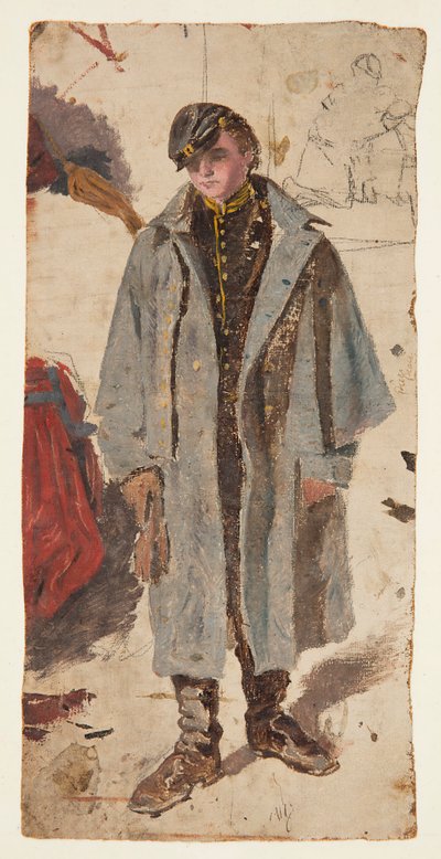 Young Soldier, Sketch of a Soldier Giving Water to a Wounded Companion by Winslow Homer