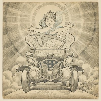 Study for cartoon "Welcome in the Year 1917" by Winsor McCay