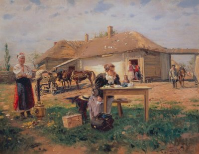 The Arrival of the Teacher in the Village by Wladimir Jegorowitsch Makowski
