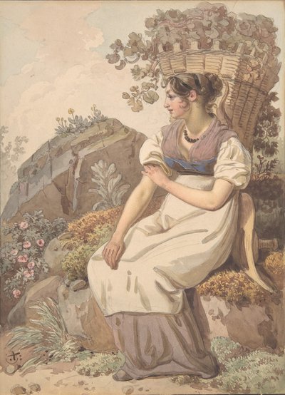 Young Woman in the Vaudois after the Grape Harvest by Wolfgang Adam Töpffer
