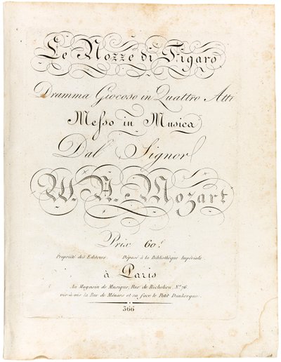 Cover of the Score Le nozze di Figaro by Wolfgang Amadeus Mozart