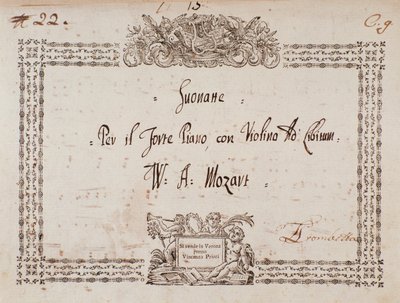 Frontispiece of Sonata for Fortepiano and Violin by Mozart by Wolfgang Amadeus Mozart