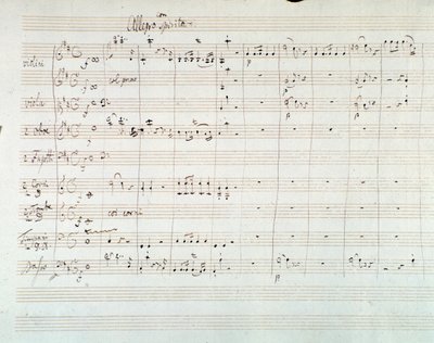 Page of musical score of Symphony No. 8 in D major, by Mozart by Wolfgang Amadeus Mozart