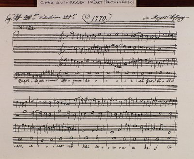 Sheet music page for Querite primum regnum Dei by Mozart, version corrected by father Martini (1770) by Wolfgang Amadeus Mozart