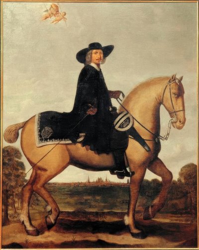 Christoph Bernhard von Galen on Horseback before the Silhouette M by Wolfgang Heimbach