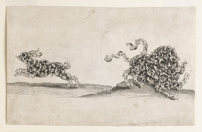 Lion and Hare Composed of Ornamental Leaf-Work by Wolfgang Hieronymus von Bömmel