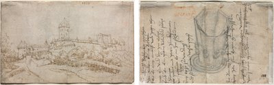 View of a Castle (recto); Eight-Sided Cup (verso) by Wolfgang Huber
