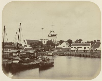 The Lookout at the Harbor Canal in Batavia by Woodbury and Page