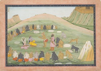 Hanuman Revives Rama and Lakshmana with Medicinal Herbs, Ramayana Series, ca. 1790 by Workshop active in the First generation