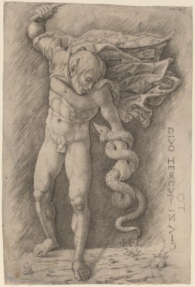 Faun Battling a Snake by Workshop of Andrea Mantegna