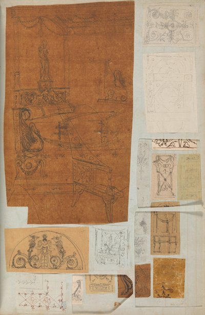 Page from a Scrapbook Containing Drawings and Several Prints of Architecture by Workshop of Charles Percier, Workshop of Pierre