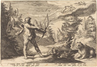 Arcas Preparing to Kill His Mother by Workshop of Hendrick Goltzius, after Hendrick Goltzius