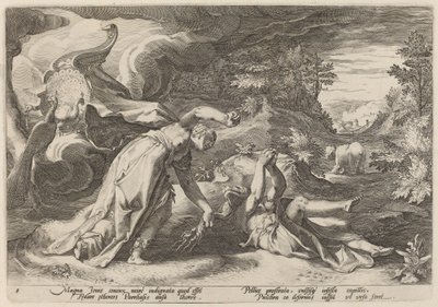 Juno Turning Callisto into a Bear by Workshop of Hendrick Goltzius, after Hendrick Goltzius
