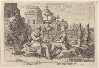 Juno in the Form of Beroe, Warning Semele by Workshop of Hendrick Goltzius, after Hendrick Goltzius