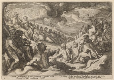 Jupiter Taking Counsel from the Gods about the Destruction of the Universe by Workshop of Hendrick Goltzius, after Hendrick Goltzius