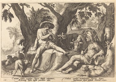 Mercury Putting Argus to Sleep by Workshop of Hendrick Goltzius, after Hendrick Goltzius