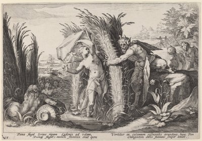Pan and Syrinx by Workshop of Hendrick Goltzius, after Hendrick Goltzius