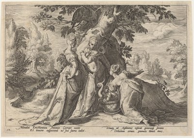 The Daughters of Cecrops Open the Casket Entrusted to Them by Minerva by Workshop of Hendrick Goltzius, after Hendrick Goltzius