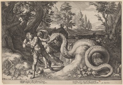 The Dragon Devouring the Companions of Cadmus by Workshop of Hendrick Goltzius, after Hendrick Goltzius