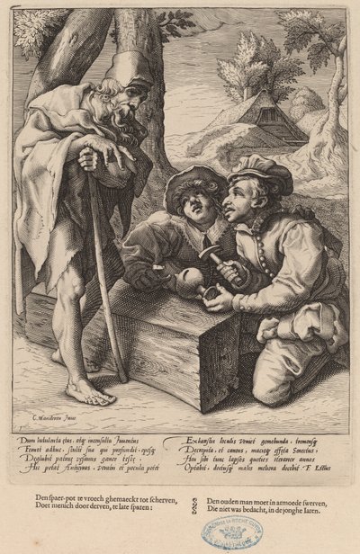 Do Not Spend Your Savings Too Soon by Workshop of Hendrick Goltzius, after Karel van Mander I