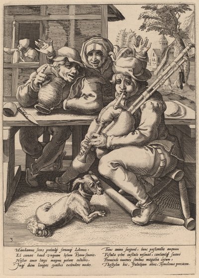 The Bagpipe Must Be Filled by Workshop of Hendrick Goltzius, after Karel van Mander I