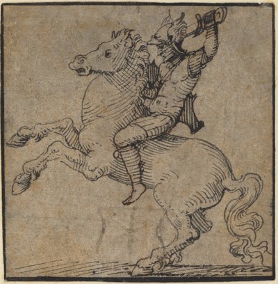 Warrior in Renaissance Armor on a Rearing Horse by Workshop of Peter Vischer the Younger