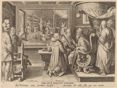 Silk, or the Silkworm by Workshop of Philip Galle after Jan van der Straet
