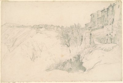 Hillside with Houses and Figures by Worthington Whittredge