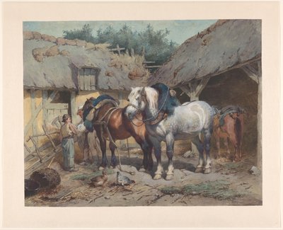 Horses by a Stable by Wouter  Verschuur