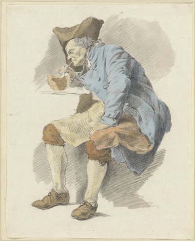 Seated Man Lighting His Pipe with a Test by Woutherus Mol