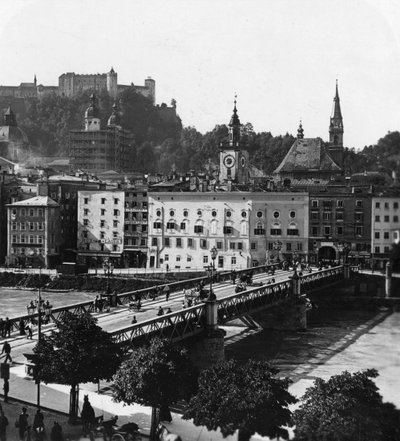 Bridge over the Salzach, Salzburg, Austria, c1900s by Wurthle and Sons