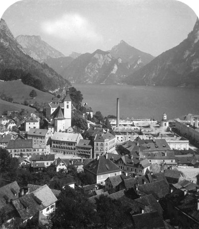 Ebensee and Lake Traun, Salzkammergut, Austria by Wurthle and Sons