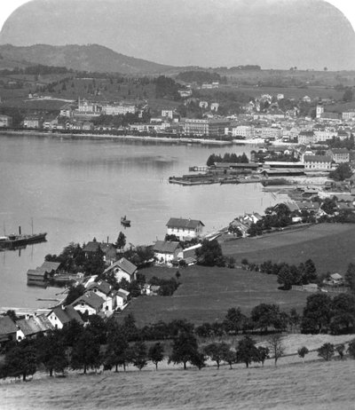 The Lakefront at Gmunden, Salzkammergut, Austria, c1900s by Wurthle and Sons