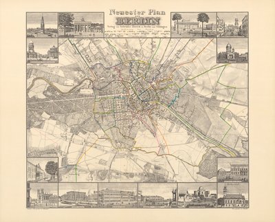 Historical Map of Berlin, Published by Verlag von Gebrueder Rocca, Berlin 1838 by W.v. Moellendorf